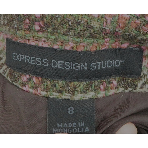 Express Blazer Sz 8 Beige Plaid Y2K Preppy Academia Equestrian English Country - Picture 4 of 13